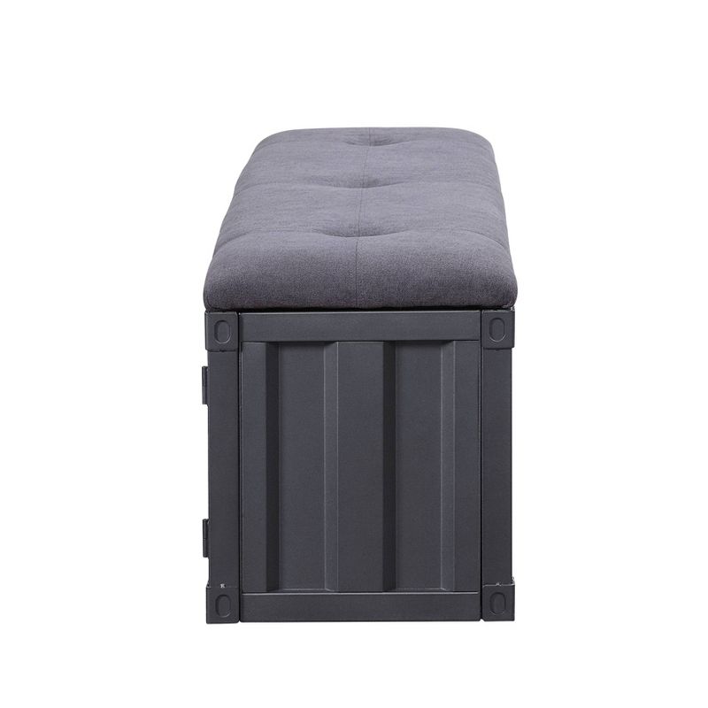56&#34; Cargo Storage Bench Gray Fabric/Gunmetal - Acme Furniture, 3 of 7