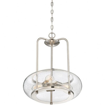 Edison Tribute 16'' Brushed Nickel 3-Light Pendant with Seedy Glass Shade