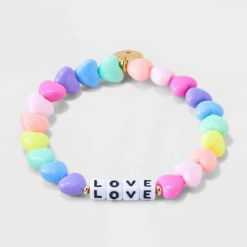 Little Words Project Love Rainbow Heart Beaded Bracelet - Rainbow