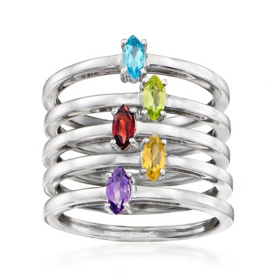 Ross-Simons 0.50 ct. t.w. Multi-Gemstone Jewelry Set: 5 Rings in Sterling Silver
