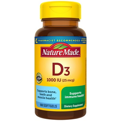 Nature Made Vitamin D3 1000 IU (25 mcg), Bone Health and Immune Support Softgel
