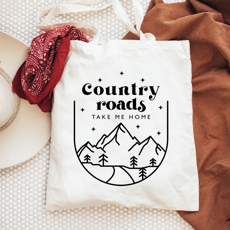 City Creek Prints Country Road Mountains Canvas Tote Bag - 15x16 - Natural, 2 of 3