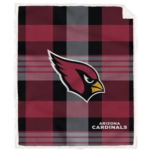 NFL Arizona Cardinals Plaid Steel Royal Plush Faux Shearling Blanket - 1 of 1