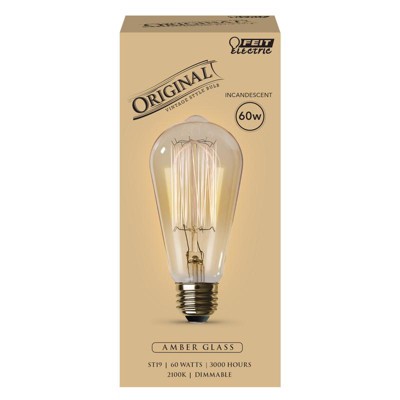Feit - The Original - Vintage Incandescent Bulb - E26 (Medium) - Soft White - 60 W - ST19 - 1 Pack - Case of 6