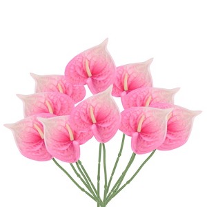 Unique Bargains Artificial Anthurium Lily Flowers for Home Decor 10 Pcs - 1 of 4