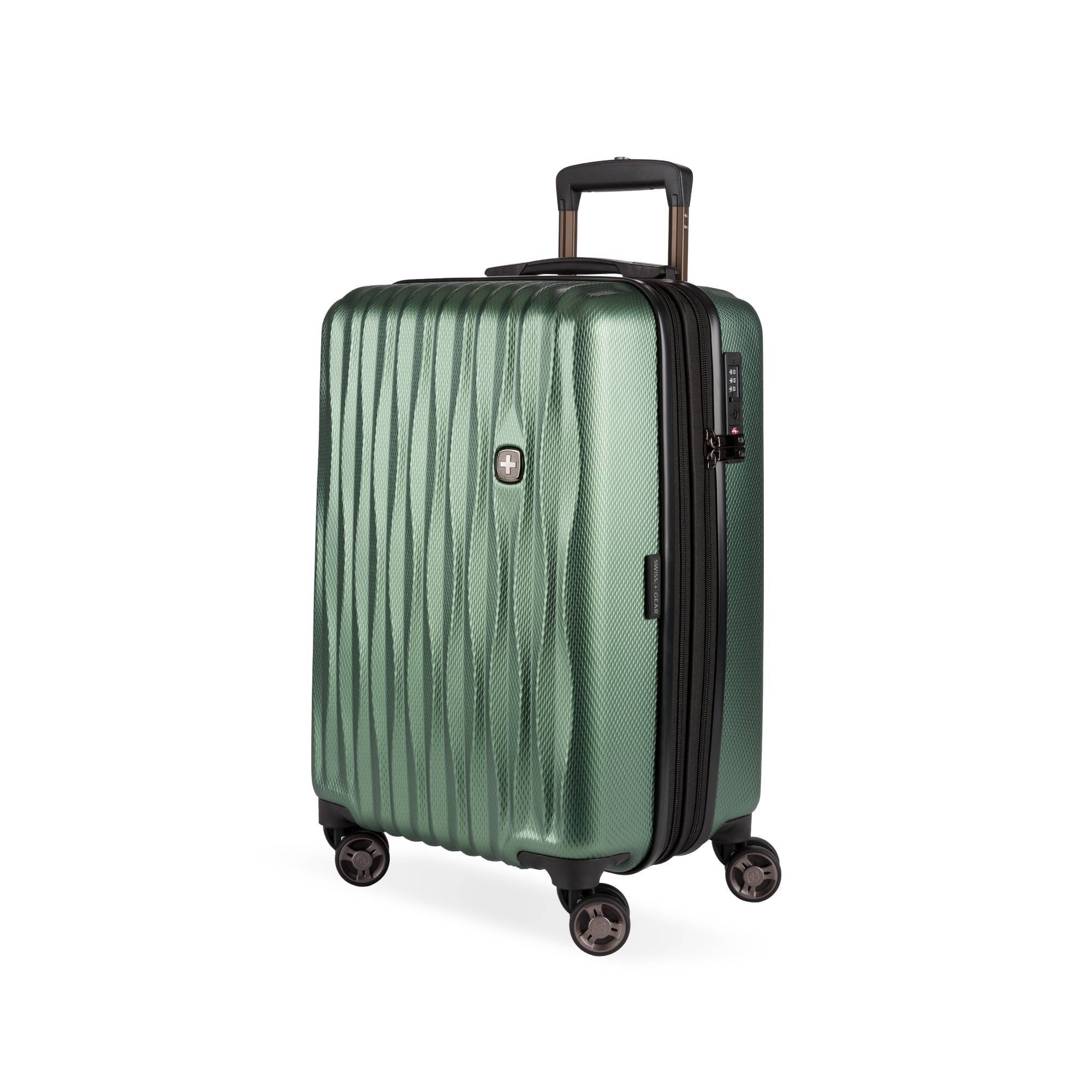 SWISSGEAR Energie Hardside Carry On Spinner Suitcase - Verdun Green: Structured Luggage, 8 Spinner Wheels