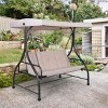 Tangkula 3 Person Porch Swing Hammock Bench Chair Outdoor with Canopy Turquoise/Beige/Black/Brown/Red - 3 of 4