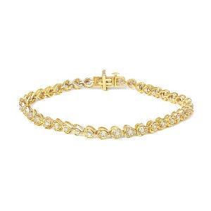 Haus of Brilliance Silver 1.0 Cttw Miracle Set Diamond Heart-Link Tennis Bracelet - 1 of 4