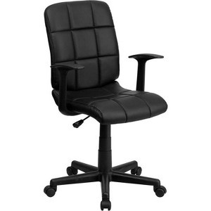 Mid-Back Swivel Task Chair Black Quilted Vinyl - Flash Furniture