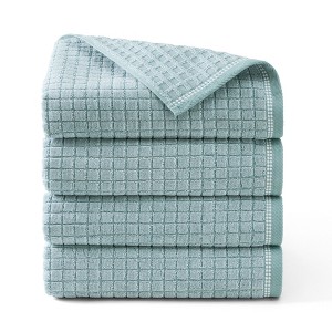 TOWN & COUNTRY EVERYDAY 4-Piece Textured Windowpane Bath Towel Set - 1 of 4
