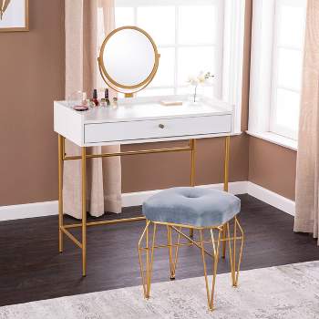 Randburg Vanity Table with Mirror White/Gold - Aiden Lane