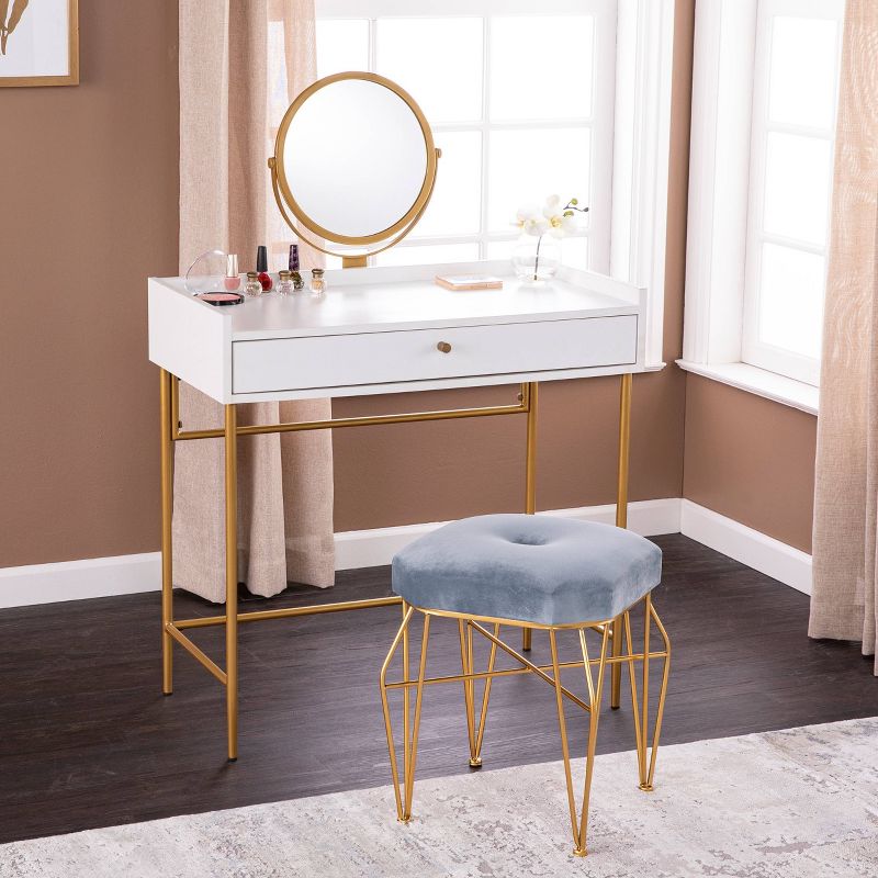 Randburg Vanity Table with Mirror White/Gold - Aiden Lane, 1 of 12