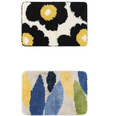 REGALWOVEN Soft Plush Reversible Non-Slip Extra Thick Microfiber Quick Dry Bath Mats 2 Pcs