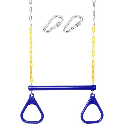 Hotraffy 18in  Trapeze Swing Bar Rings 48in  Heavy Duty Plastic Coated Chains Swing Set Accessories Playground Swing Seat