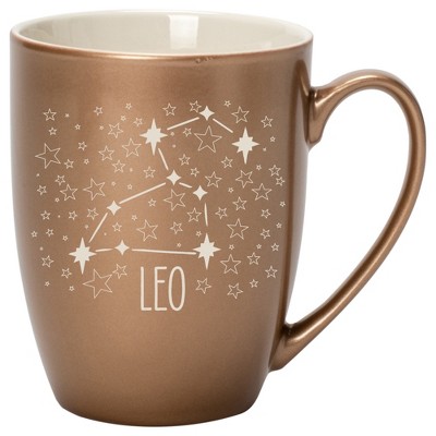 100 North Zodiac 10 Ounce Bronze Metallic Finish, Comfortably Fits Your Hands, New Bone China Coffee Tea Cup Mug, Leo