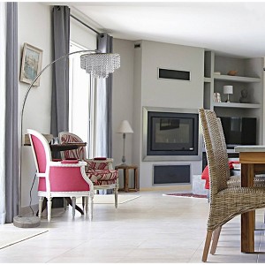 86" Antique Arc Metal Floor Lamp with Chandelier Shade, Marble Base - Ore International - 1 of 3