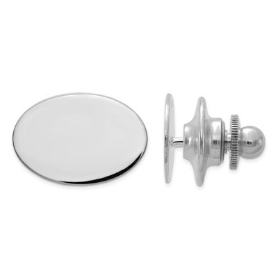 Black Bow Jewelry 14K White Gold Polished Oval Lapel or Tie Pin, 16 x 11mm