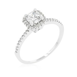 Slickblue Classic Halo Princess Cut Engagement Ring, 1.12 Ct Cubic Zirconia, Women’s Wedding Jewelry, Size 5-10 - 1 of 4