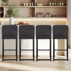 Captiva Designs 24 inch Height Bar Stool with Padded Seat and Back & Sturdy Steel Frame & Footrest - 1 of 4