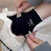 Anna-Kaci Women's Ankle Socks 3-Pack with Scalloped Cuff and Bow Embroidery in Neutral Tones - 3 of 3