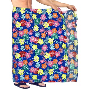 LA LEELA Men's Vacation Beachwear Lava Lava Sarongs Swimwear Cover Up Summer Long Holidays Wrap Vacation Pareo For Men One Size Blue, Floral - 1 of 4
