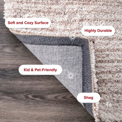 Luxurious Striped Shag Blue Multi 4' x 6' Area Rug