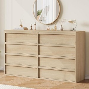 Drawer Dresser for Bedroom, 46in Wide Natural Oak with Large Storage, Wooden Dresser Organizer for Living Room, Nursery, Entryway - 1 of 4