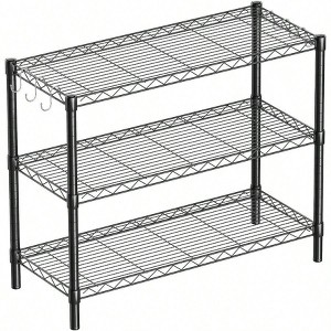 3 - Shelf Adjustable Metal Shelf Wire Shelving Unit Storage Rack Display Shelf Office Kitchen Bedroom Bathroom Laundry - 1 of 4