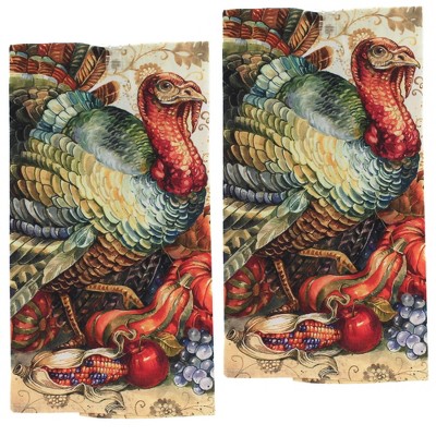 Decorative Towel 28.0" Traditional Turkey Towel Kitchen Thanksgiving  Corn  -  Kitchen Towel