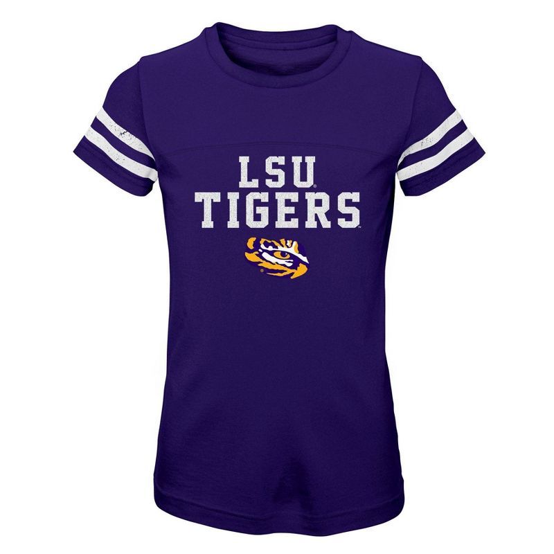 NCAA LSU Tigers Girls&#39; Striped T-Shirt, 1 of 2