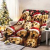 Lomsoe Dogs with Christmas Hat Print Flannel Blanket - All Seasons Soft and Warm Throw Blanket for Bed, Napping, Camping, Travel, Office - 2 of 4