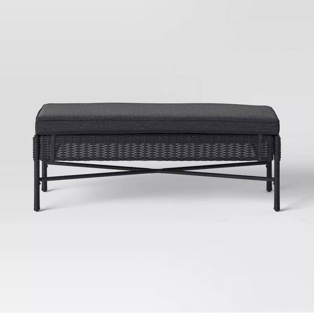 Eliot Wicker Patio Dining Bench Gray Threshold