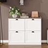 ORRD 4-Drawer Shoe Storage Cabinet, Slim Freestanding Organizer with Adjustable Shelf, White - 2 of 4