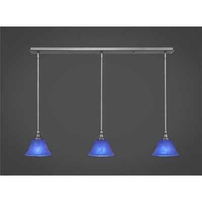 Toltec Lighting Any 3 - Light Chandelier in  Brushed Nickel with 7" Blue Italian Shade
