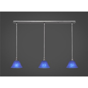 Toltec Lighting Any 3 - Light Chandelier in  Brushed Nickel with 7" Blue Italian Shade - 1 of 1
