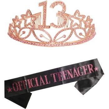 Meant2tobe 13th Birthday Sash and Tiara for Girls - Pink