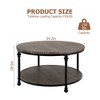 2-Tier Round Wood Coffee Table with Storage Shelf & Roman Column Metal Frame - 2 of 4