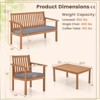 Tangkula 4PCS Wood Furniture Set w/ Loveseat 2 Chairs & Coffee Table for Porch Patio Gray - 4 of 4