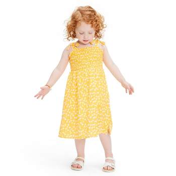 Toddler Smocked Tie Strap Ginkgo Yellow Midi Dress - DVF for Target