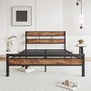 KTMBDW Twin/Full Size Platform Bed Frame with Rustic Vintage Wood Headboard, Strong Metal Slats Support, No Box Spring Needed, Brown - 2 of 4