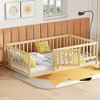 CAVINAS Twin Size Wood Montessori Bed,Modern Floor Bed with Fence and Door,Toddler Bed for Bedroom,Natural - 2 of 4