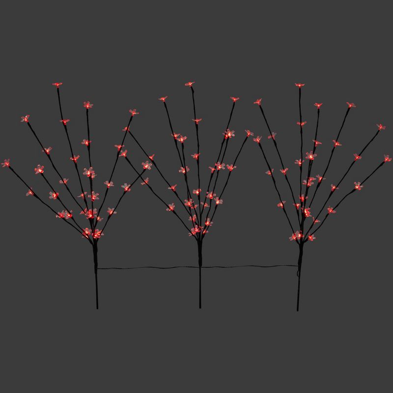 Northlight Set of 3 Pre-Lit Cherry Blossom Artificial Tree Branches 2.5' - Red LED Lights, 1 of 10
