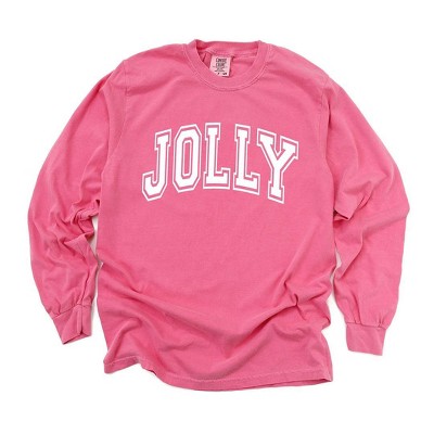 Simply Sage Market Women's Jolly Varsity Thick Outline Long Sleeve Garment Dyed Tee