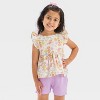 Toddler Girls' 2pc Disney Ariel The Little Mermaid Swiss Dot Top & Woven Shorts Set - Purple - 3 of 4