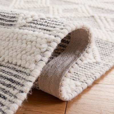 Handwoven Black and Ivory Wool Runner Rug
