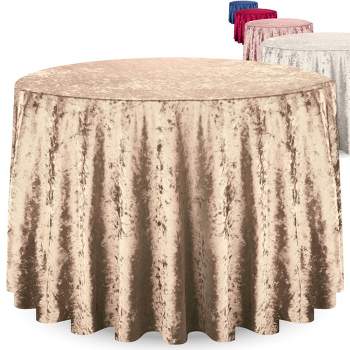 RCZ Décor Elegant Round Table Cloth - Made With Fine Crushed-Velvet Material, Beautiful Champagne Tablecloth With Durable Seams