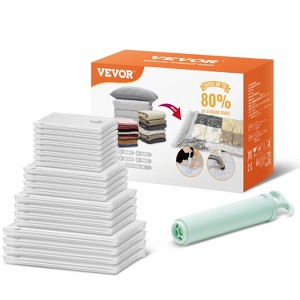 VEVOR Vacuum Storage Bags, 20 Pack (4 Jumbo/4 Large/4 Medium/4 Small/4 Roll), Compression Airtight Zipper Space Bags with Hand Pump,Clear - 1 of 4