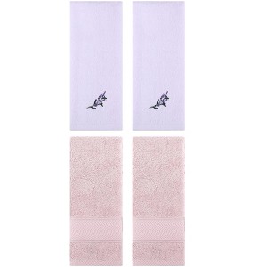 REGALWOVEN 4 Pcs Bathroom Decorative Cotton Soft Absorbent Sold Striped Hand Towel - 1 of 4