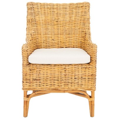 Cristen Rattan Accent Chair W/ Cushion - White/natural - Safavieh : Target