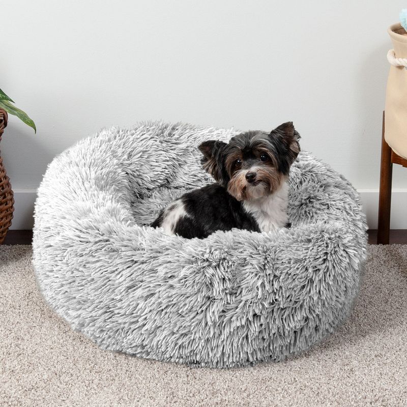 FurHaven Calming Cuddler Long Fur Donut Dog Bed, 3 of 11